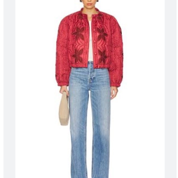 Free People quinn quilted patchwork jacket in marsala - Picture 8 of 12